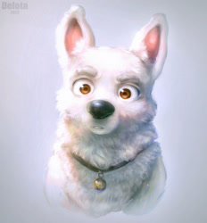 Size: 1280x1381 | Tagged: safe, artist:wilddancesinfo1, bolt (bolt), canine, dog, german shepherd, mammal, feral, bolt (disney), disney, 2022, front view, looking at you, male, solo, solo male