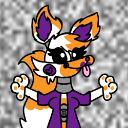 Size: 1280x1280 | Tagged: safe, artist:bluedeerfox14, lolbit (fnaf), animatronic, canine, fictional species, fox, mammal, robot, anthro, five nights at freddy's, clothes, female, solo, solo female, tongue, tongue out, topwear, vest