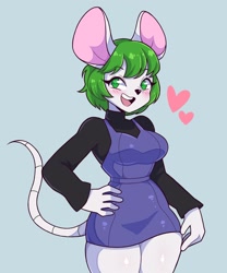 Size: 1500x1800 | Tagged: safe, artist:artkett1412, bree (animal crossing), mammal, mouse, rodent, anthro, animal crossing, nintendo, 2d, female, front view, hand on hip, heart, heart eyes, looking at you, open mouth, open smile, smiling, smiling at you, solo, solo female, three-quarter view, wingding eyes