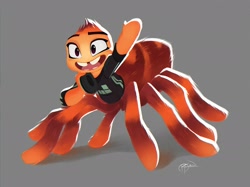 Size: 1800x1345 | Tagged: safe, artist:krossan, ms. tarantula (the bad guys), arthropod, spider, tarantula, anthro, taur, dreamworks animation, the bad guys, 2022, buckteeth, drider, female, gap teeth, greeting, looking at you, open mouth, open smile, signature, smiling, smiling at you, solo, solo female, teeth