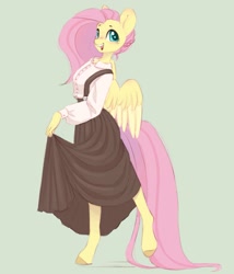 Size: 889x1037 | Tagged: safe, artist:melodylibris, fluttershy (mlp), equine, fictional species, mammal, pegasus, pony, anthro, unguligrade anthro, friendship is magic, hasbro, my little pony, female, hooves, solo, solo female