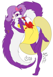 Size: 1042x1500 | Tagged: suggestive, artist:sepiakeys, fifi la fume (tiny toon adventures), mammal, skunk, anthro, tiny toon adventures, warner brothers, clothes, dress, female, panties, simple background, solo, solo female, underwear, white background