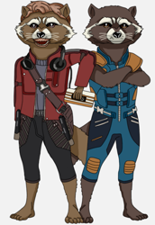 Size: 987x1432 | Tagged: safe, artist:grayeyescrying, rocket raccoon (marvel), mammal, procyonid, raccoon, anthro, plantigrade anthro, guardians of the galaxy, marvel, 2022, male, simple background, species swap, starlord (guardians of the galaxy), white background