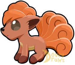 Size: 1280x1114 | Tagged: safe, artist:doveydraws, fictional species, mammal, vulpix, feral, nintendo, pokémon, ambiguous gender, cute, fur, simple background, solo, tail, transparent background, watermark