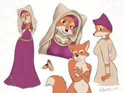 Size: 4000x3000 | Tagged: suggestive, artist:thecatnamedfish, maid marian (robin hood), canine, fox, mammal, anthro, disney, robin hood (disney), 2014, breasts, butt, clothes, covering breasts, digital art, dress, ears, eyelashes, female, fur, headdress, looking at you, looking back, nudity, pose, rear view, sideboob, simple background, solo, solo female, tail, thighs, vixen, white background, wide hips