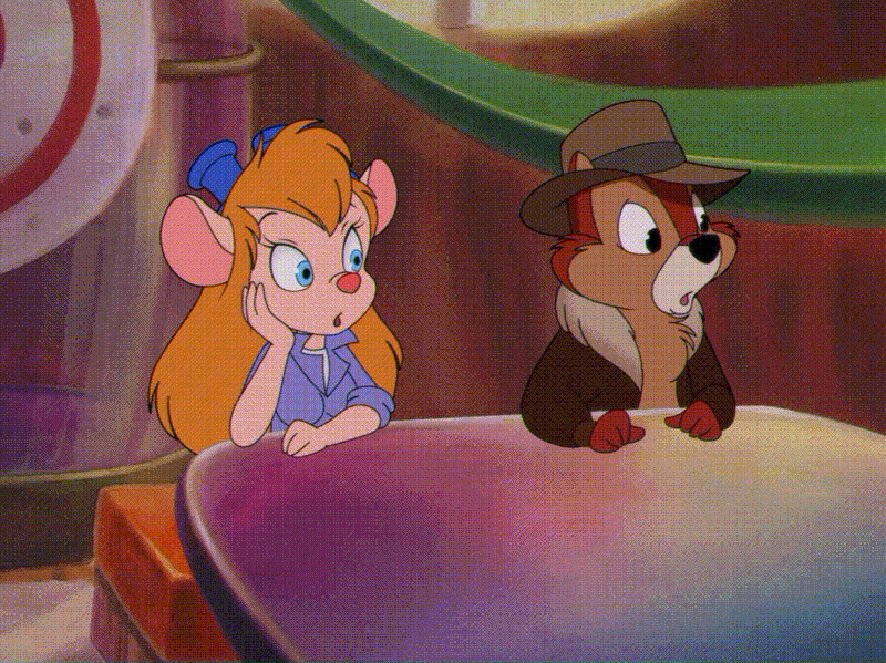 163540 - safe, artist:sfan, chip (disney), gadget hackwrench (chip 'n dale:  rescue rangers), chipmunk, mammal, mouse, rodent, anthro, chip 'n dale:  rescue rangers, disney, mickey and friends, animated, blushing, chipwrench ( disney/chip 'n