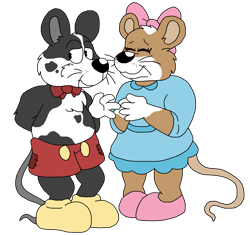 Size: 1633x1535 | Tagged: dead source, safe, artist:toonidae, mickey mouse (disney), minnie mouse (disney), mammal, mouse, rodent, anthro, disney, mickey and friends, 2d, duo, female, male, male/female, mickeyminnie (disney), shipping, simple background, transparent background