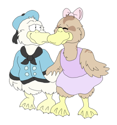 Size: 2512x2696 | Tagged: safe, artist:toonidae, daisy duck (disney), donald duck (disney), bird, duck, waterfowl, anthro, disney, mickey and friends, 2d, donaisy (disney), duo, female, male, male/female, shipping, simple background, transparent background