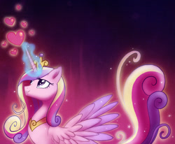Size: 892x736 | Tagged: dead source, safe, artist:saphamia, princess cadence (mlp), alicorn, equine, fictional species, mammal, pony, feral, friendship is magic, hasbro, my little pony, 2012, 2d, female, heart, magic aura, mare, solo, solo female