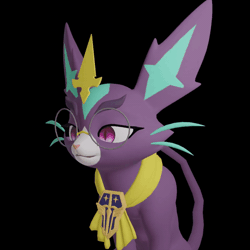 Size: 600x600 | Tagged: safe, artist:highwizard, yuumi (league of legends), cat, feline, mammal, feral, league of legends, 3d, 3d animation, animated, black background, digital art, expressions, female, front view, gif, simple background, solo, solo female, three-quarter view