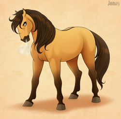 Size: 1280x1259 | Tagged: safe, artist:jenery, spirit (cimarron), equine, horse, mammal, feral, dreamworks animation, spirit: stallion of the cimarron, 2022, 2d, angry, gradient background, looking at you, male, snorting, solo, solo male, stallion