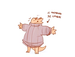 Size: 1016x773 | Tagged: safe, artist:nicopossum, fictional species, kobold, reptile, anthro, ambiguous gender, clothes, sweater, topwear