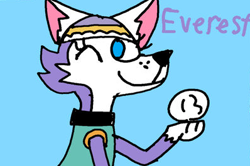 Size: 398x265 | Tagged: safe, artist:sketch-pad444, everest (paw patrol), canine, dog, husky, mammal, semi-anthro, nickelodeon, paw patrol, clothes, cropped, ears, female, hat, headwear, jacket, low res, snow, snowball, solo, solo female, topwear
