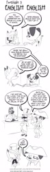 Size: 1191x4096 | Tagged: safe, artist:forestdalecomic, canine, dalmatian, dog, equine, fox, mammal, zebra, anthro, bedroom eyes, books, comic strip, glasses, group, male, open mouth, reading, round glasses, trio