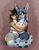 Size: 1534x1986 | Tagged: safe, artist:stargazer, oc, oc only, oc:evelynn adira, oc:lumina sinclair, big cat, feline, mammal, procyonid, raccoon, snow leopard, anthro, 2022, big breasts, blue hair, breasts, brown hair, clothes, duo, duo female, ears, female, females only, hair, long hair, looking at you, smiling, smiling at you, tail, thick thighs, thighs