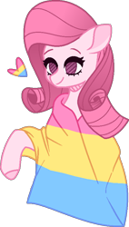 Size: 444x779 | Tagged: safe, artist:muhammad yunus, oc, oc only, oc:annisa trihapsari, earth pony, equine, fictional species, mammal, pony, feral, friendship is magic, hasbro, my little pony, base used, female, hair, heart, mare, medibang paint, pansexual, pink body, pink eyes, pink hair, simple background, smiling, solo, solo female, transparent background
