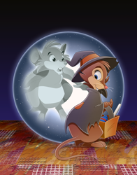 Size: 1848x2356 | Tagged: safe, artist:brisbybraveheart, jonathan brisby (the secret of nimh), mrs. brisby (the secret of nimh), fictional species, ghost, mammal, mouse, rodent, undead, semi-anthro, sullivan bluth studios, the secret of nimh, 2016, 2d, clothes, costume, duo, female, field mouse, halloween, halloween costume, male, murine