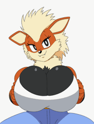 Size: 983x1300 | Tagged: suggestive, artist:tansau, arcanine, fictional species, mammal, anthro, series:pokethots by tansau, nintendo, pokémon, 2022, 2d, 2d animation, animated, bedroom eyes, blinking, bouncing breasts, breast squish, breasts, clothes, cute, cute little fangs, digital art, ears, eyelashes, fangs, female, fluff, frame by frame, fur, gif, hair, huge breasts, jeans, looking at you, neck fluff, open mouth, pants, pose, simple background, smiling, smiling at you, solo, solo female, tank top, teeth, thighs, topwear, white background, wide hips