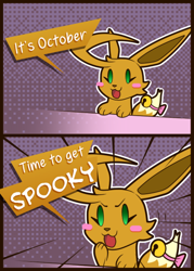Size: 430x600 | Tagged: safe, artist:r-mk, oc, oc only, eevee, eeveelution, fictional species, mammal, feral, nintendo, pokémon, 2 panel comic, 2018, dialogue, digital art, ears, eyelashes, female, fur, hair, looking at you, open mouth, picture-in-picture, solo, solo female, speech bubble, tail, talking, text