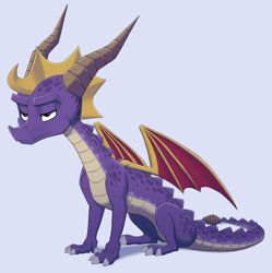 Size: 1332x1336 | Tagged: safe, artist:laser-fire, spyro the dragon (spyro), dragon, fictional species, reptile, western dragon, feral, spyro the dragon (series), 2021, male, solo, solo male, tired