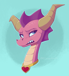 Size: 1075x1192 | Tagged: safe, artist:laser-fire, ember the dragon (spyro), dragon, fictional species, reptile, western dragon, ambiguous form, spyro the dragon (series), 2022, annoyed, bust, dragoness, female, solo, solo female