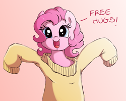 Size: 1500x1200 | Tagged: safe, artist:buttersprinkle, pinkie pie (mlp), earth pony, equine, fictional species, mammal, pony, feral, friendship is magic, hasbro, my little pony, 2016, 2d, cute, dialogue, female, front view, gradient background, looking at you, mare, open mouth, open smile, smiling, smiling at you, solo, solo female, talking, talking to viewer, ungulate