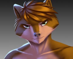 Size: 1280x1024 | Tagged: safe, artist:pak009, oc, oc only, canine, mammal, wolf, anthro, 2017, bedroom eyes, black nose, bust, digital art, ears, fur, hair, male, portrait, simple background, solo, solo male