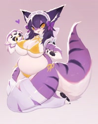 Size: 2480x3127 | Tagged: suggestive, artist:soda_uyu, oc, oc:tsukiyo, cat, feline, mammal, anthro, 2022, big belly, big breasts, bikini, breasts, clothes, female, kemono, paws, slightly chubby, solo, solo female, swimsuit, tail, thick thighs, thighs, wide hips