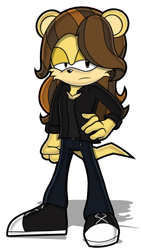 Size: 1080x1920 | Tagged: source needed, safe, artist:toyminator900, mammal, mongoose, anthro, sega, sonic the hedgehog (series), the academy is..., william beckett, brown hair, commission, hair, hand on hip, lidded eyes, male, simple background, solo, solo male, sonicified, tail, transparent background, yellow body