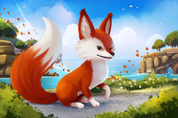 Size: 1200x800 | Tagged: safe, artist:tsaoshin, canine, fox, mammal, red fox, feral, 2d, looking at you, rime, solo