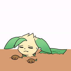 Size: 600x599 | Tagged: safe, artist:park horang, eeveelution, fictional species, leafeon, mammal, feral, nintendo, pokémon, 2021, 2d, 2d animation, ambiguous gender, animated, blushing, eyes closed, frame by frame, gif, open mouth, open smile, pixiv, rain, smiling, solo, solo ambiguous, squigglevision