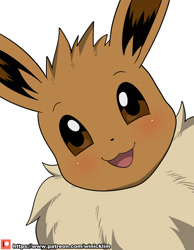 Size: 1400x1800 | Tagged: safe, artist:winick-lim, part of a set, eevee, eeveelution, fictional species, mammal, feral, nintendo, pokémon, 2021, 2d, ambiguous gender, blushing, cute, looking at you, on model, open mouth, open smile, patreon, pixiv, simple background, smiling, smiling at you, solo, solo ambiguous, white background