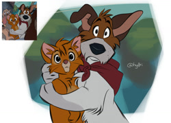 Size: 1280x915 | Tagged: safe, artist:hyilpi, dodger (oliver & company), francis (oliver & company), oliver (oliver & company), rita (oliver & company), tito (oliver & company), canine, cat, dog, feline, jack russell terrier, mammal, terrier, disney, oliver & company, 2d, duo, duo male, kitten, male, males only, scene interpretation, young
