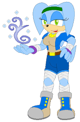 Size: 280x426 | Tagged: safe, artist:slam422, oc, oc only, oc:crystal the echidna, echidna, elemental creature, fictional species, ice elemental, mammal, monotreme, sega, sonic the hedgehog (series), bandage, belt, boots, bottomwear, clothes, headwear, mobian, pants, shoes, simple background, smiling, transparent background