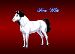 Size: 2873x2088 | Tagged: safe, artist:sapphiregamgee, snow white (snow white), equine, horse, mammal, feral, disney, snow white and the seven dwarfs, 2d, deviantart watermark, female, horsified, mare, solo, solo female, species swap, watermark