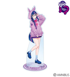 Size: 720x800 | Tagged: safe, artist:yoshit_m, twilight sparkle (mlp), human, mammal, equestria girls, friendship is magic, hasbro, my little pony, acrylic plastic, acrylic standee, amnibus, clothes, craft, equestria girls logo, female, glasses, hoodie, human coloration, irl, merchandise, my little pony logo, not furry focus, official, photo, sci-twi (mlp), simple background, solo, solo female, tail, text, topwear, white background