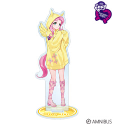 Size: 720x800 | Tagged: safe, artist:yoshit_m, fluttershy (mlp), human, mammal, equestria girls, friendship is magic, hasbro, my little pony, amnibus, clothes, cutie mark, cutie mark on clothes, equestria girls logo, feet, female, hair, hoodie, human coloration, merchandise, not furry focus, official, pink hair, sandals, shoes, simple background, sleeveless, smiling, tail, topwear, white background