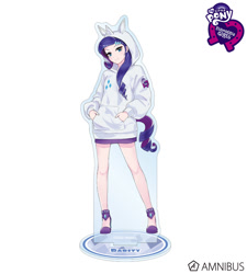 Size: 720x800 | Tagged: safe, artist:yoshit_m, rarity (mlp), human, mammal, equestria girls, friendship is magic, hasbro, my little pony, amnibus, clothes, cutie mark, cutie mark on clothes, equestria girls logo, female, hair, hand in pocket, high heels, hoodie, human coloration, legs, looking at you, merchandise, not furry focus, official, pocket, purple hair, shoes, simple background, smiling, tail, topwear, white background