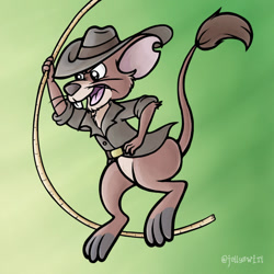 Size: 960x960 | Tagged: safe, artist:jellysoupstudios, jake (the rescuers), mammal, rodent, semi-anthro, disney, the rescuers, the rescuers down under, 2d, kangaroo mouse, male, rope, solo, solo male