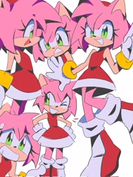 Size: 1547x2048 | Tagged: safe, artist:yen00280, amy rose (sonic), hedgehog, mammal, anthro, sega, sonic the hedgehog (series), 2d, female, simple background, solo, solo female, white background