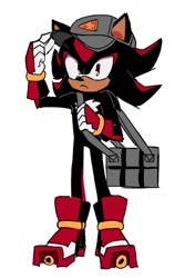 Size: 400x600 | Tagged: safe, artist:sonicxoom, shadow the hedgehog (sonic), hedgehog, mammal, anthro, sega, sonic the hedgehog (series), 2022, low res, male, pizza boy, solo, solo male