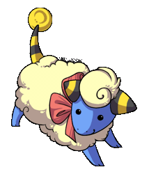 Size: 470x550 | Tagged: safe, artist:inkshadow, fictional species, mammal, mareep, feral, nintendo, pokémon, 2012, 2d, 2d animation, ambiguous gender, animated, blinking, gif, simple background, smiling, solo, solo ambiguous, tail, tail wag, transparent background