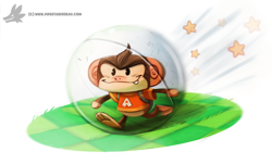 Size: 1000x604 | Tagged: safe, artist:cryptid-creations, mammal, monkey, primate, semi-anthro, sega, super monkey ball, 2015, 2d, aiai (super monkey ball), front view, male, simple background, solo, solo male, three-quarter view, white background