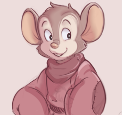 Size: 737x692 | Tagged: safe, artist:dandi, fievel mousekewitz (an american tail), mammal, mouse, rodent, anthro, an american tail, sullivan bluth studios, 2016, clothes, front view, looking at you, male, solo, solo male, sweater, three-quarter view, topwear