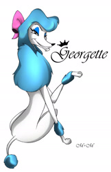 Size: 1420x2194 | Tagged: safe, artist:inked-alpha, georgette (oliver & company), canine, dog, mammal, poodle, feral, disney, oliver & company, 2010, 2d, deviantart watermark, female, looking at you, simple background, solo, solo female, watermark, white background
