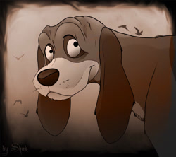 Size: 900x800 | Tagged: safe, artist:shakshakalut, copper (the fox and the hound), bloodhound, canine, dog, mammal, feral, disney, the fox and the hound, 2010, 2d, male, solo, solo male