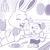 Size: 1000x1000 | Tagged: source needed, safe, artist:lonbluewolf, judy hopps (zootopia), lagomorph, mammal, mouse, rabbit, rodent, anthro, disney, zootopia, carrot, cookie, duo, duo female, eyes closed, female, females only, food, kitchen, monochrome, open mouth, open smile, smiling, table, teacup, vegetables