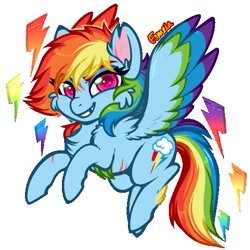 Size: 549x550 | Tagged: safe, artist:esmeia, rainbow dash (mlp), equine, fictional species, mammal, pegasus, pony, feral, friendship is magic, hasbro, my little pony, 2020, female, mare, simple background, solo, solo female, white background