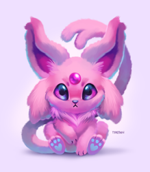 Size: 1050x1200 | Tagged: safe, artist:tsaoshin, eeveelution, espeon, fictional species, mammal, feral, nintendo, pokémon, 2022, 2d, ambiguous gender, cute, front view, gradient background, looking at you, paw pads, paws, solo, solo ambiguous