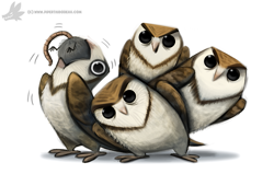 Size: 819x522 | Tagged: safe, artist:cryptid-creations, bird, bird of prey, mammal, owl, rat, rodent, feral, 2015, 2d, ambiguous gender, ambiguous only, eating, group, murine, simple background, white background